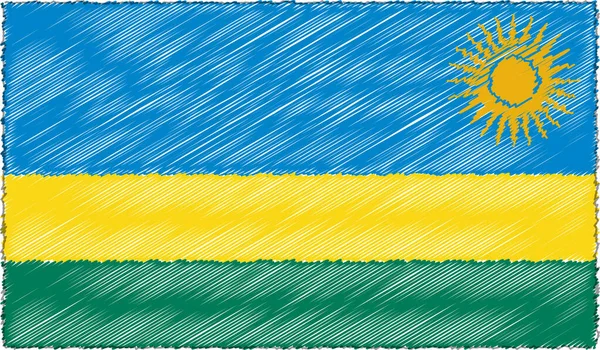 Vektor Illustration av Skiss Style Rwanda flagga — Stock vektor