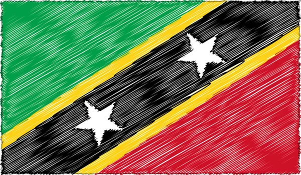 Ilustração vetorial do estilo do esboço São Cristóvão e Nevis Bandeira —  Vetores de Stock