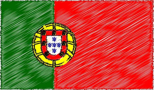 素描风格葡萄牙国旗矢量图解 — 图库矢量图片