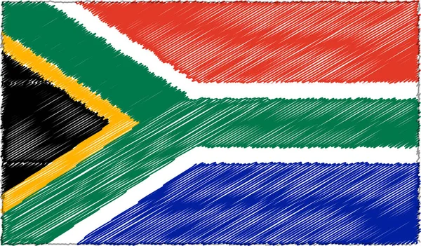 Ilustração vetorial do estilo do esboço Bandeira da África do Sul — Vetor de Stock