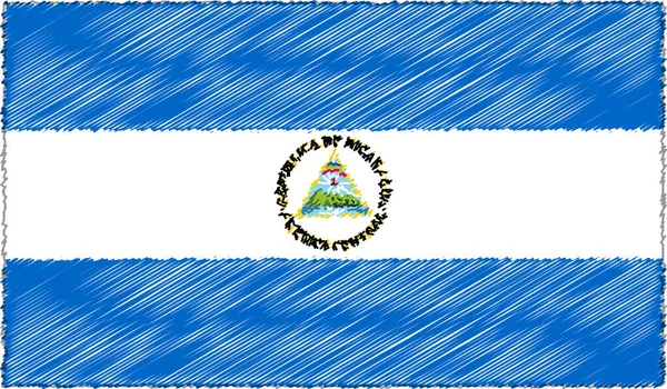 Ilustracja wektorowa stylu szkicu Flaga Nikaragui — Wektor stockowy