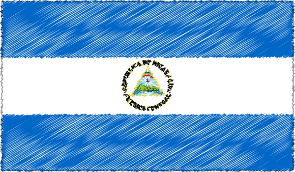 Vektor-Illustration des Skizzenstils Nicaragua-Flagge — Stockvektor