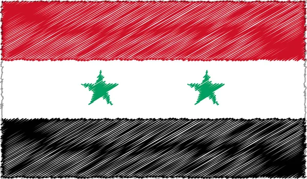Vector Illustration of Sketch Style Syria Flag — Stock Vector