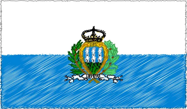 Ilustración vectorial del estilo de boceto Bandera de San Marino — Vector de stock