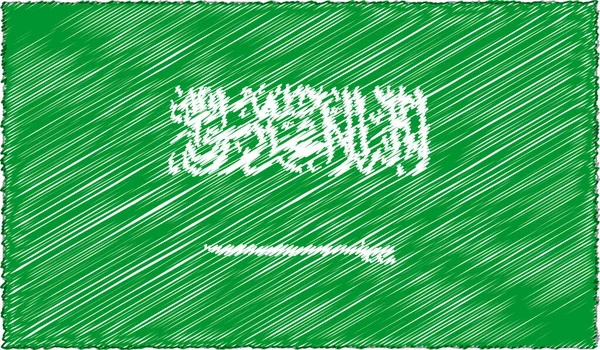 Vektor Ilustrasi Gaya Sketch Bendera Arab Saudi - Stok Vektor