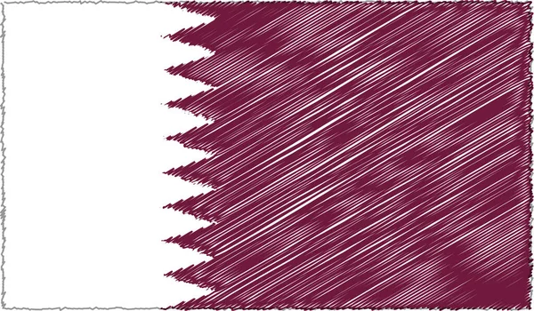 Vector Tekening Van Sketch Style Qatar Vlag — Stockvector