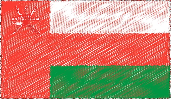Desenho Vetorial Estilo Esboço Bandeira Omã — Vetor de Stock