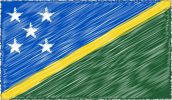 Vector Drawing Sketch Style Solomon Islands Flag — Stock Vector