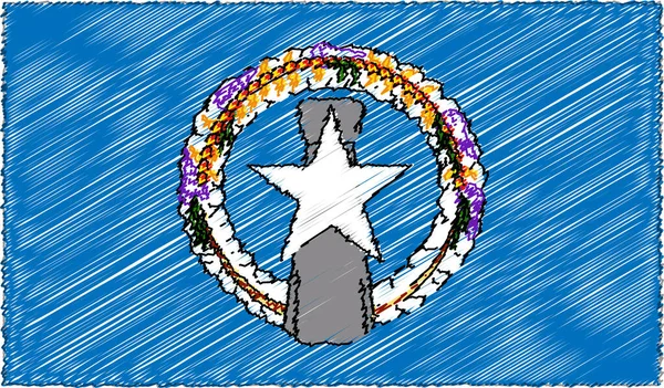 Dibujo Vectorial Del Estilo Boceto Islas Marianas Del Norte Bandera — Vector de stock