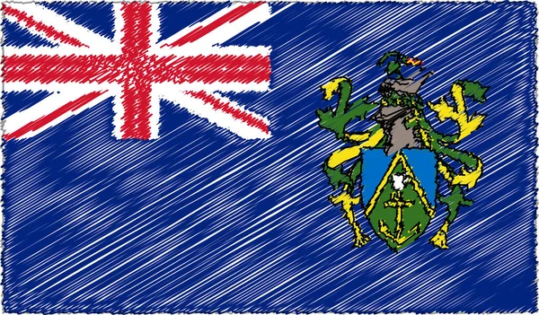 Vektorritning Sketch Style Pitcairn Henderson Ducie Och Oeno Islands Flagga — Stock vektor