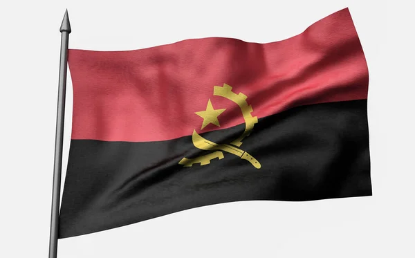 3D-Illustration der Fahnenstange mit Angola-Flagge — Stockfoto