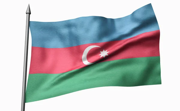 Ilustrasi 3D Tiang bendera dengan Bendera Azerbaijan — Stok Foto