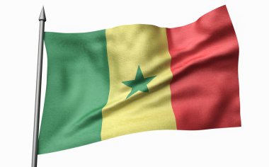 Senegal Bayrağıyla Bayrak Direğinin 3B Görünümü