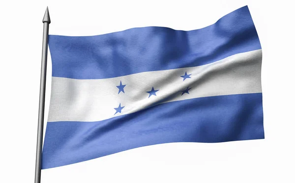 Illustration 3D de Flagpole avec le drapeau du Honduras — Photo