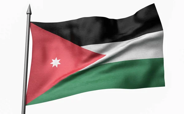 Illustration 3D de Flagpole avec drapeau jordanien — Photo
