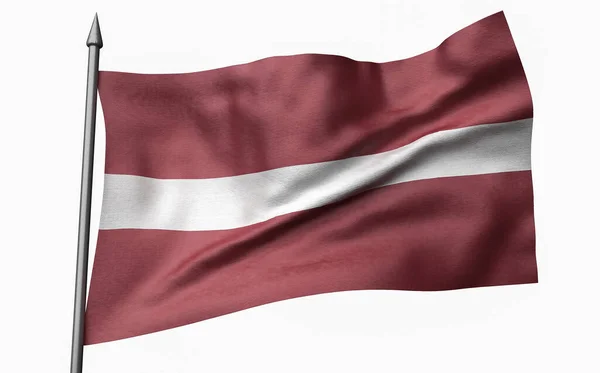 3D Illustration of Flagpole with Latvia Flag — Stock Photo, Image