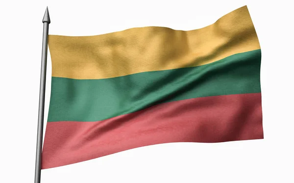 3D-Illustration des Fahnenmastes mit litauischer Flagge — Stockfoto