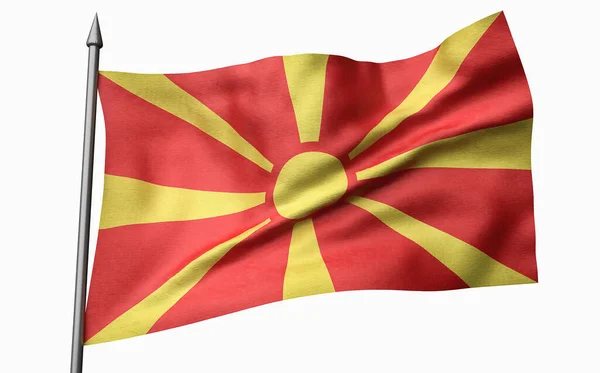 Ilustração 3D de Flagpole com bandeira da Macedônia — Fotografia de Stock