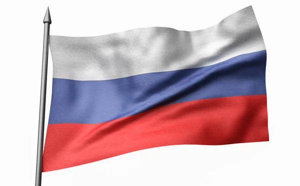 3D 플래 그 폴의 삽화와 러시아 국기 — 스톡 사진