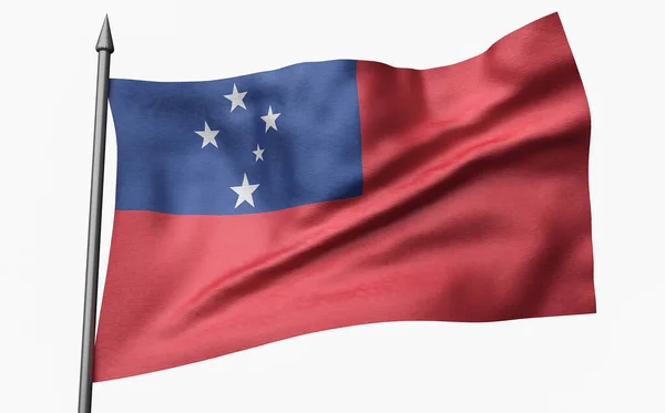 3D Ілюстрація флагштока з прапором Самоа — стокове фото