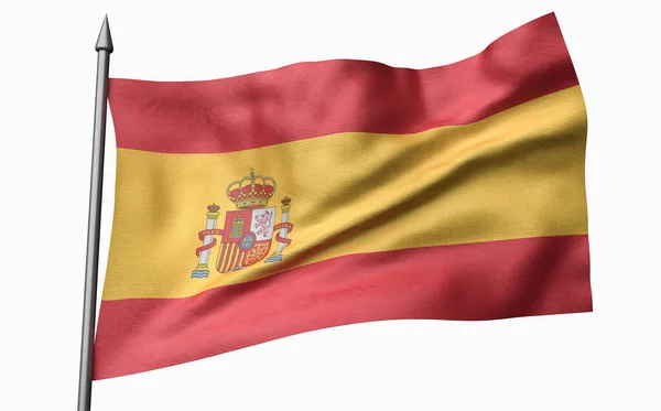 3D Illustration of Flagpole with Spain Flag — Stock Photo, Image