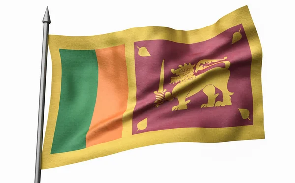 3D ilustracja masztu flagowego z flagą Sri Lanki — Zdjęcie stockowe