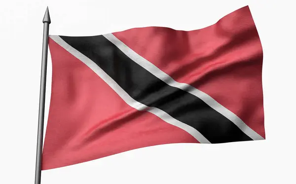 3D illustration av flaggstång med Trinidad och Tobago flagga — Stockfoto