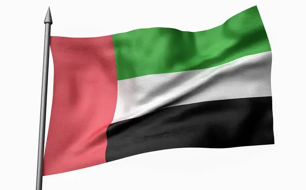 Illustration 3D de Flagpole avec drapeau des Émirats arabes unis — Photo