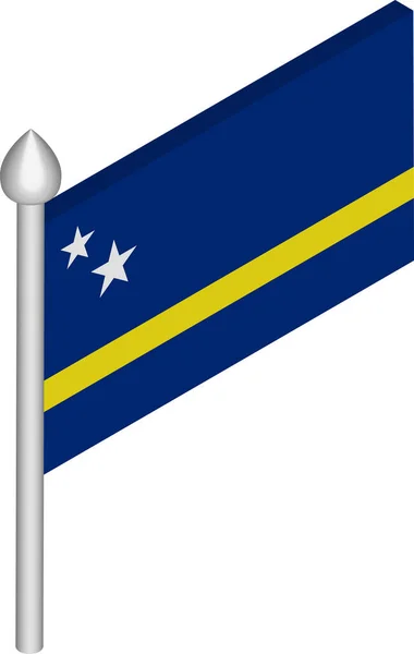 Ilustração Isométrica do Vetor de Flagpole com Bandeira de Curaçao — Vetor de Stock