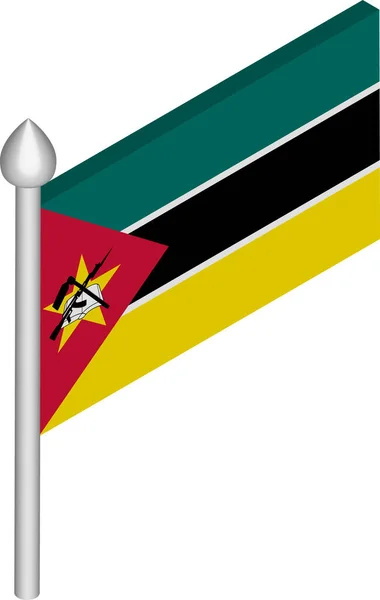 Vector Isometrische illustratie van vlaggenmast met Mozambique vlag — Stockvector
