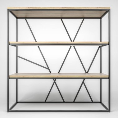 Modern bir tavan arası rafının 3D çizimi