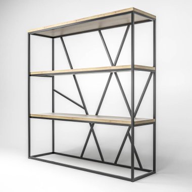 Modern bir tavan arası rafının 3D çizimi