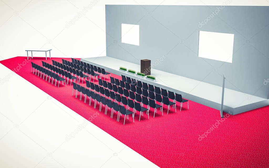 3d Illustration of Conference hall with chairs