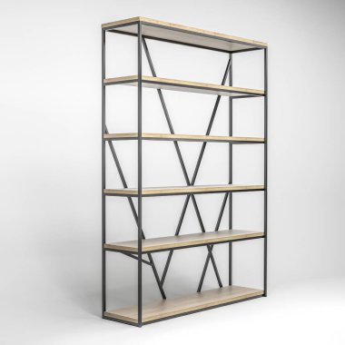 Modern bir tavan arası rafının 3D çizimi