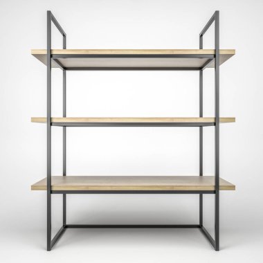 Modern bir tavan arası rafının 3D çizimi