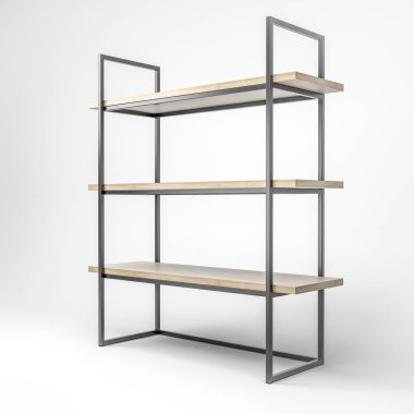 Modern bir tavan arası rafının 3D çizimi