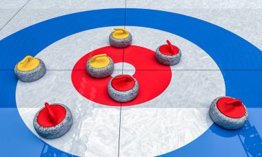 Curling oynamak için buz arenasının 3 boyutlu canlandırması