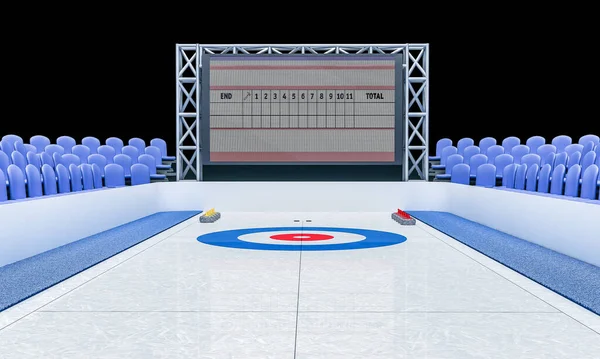 Illustration 3D de l'arène de glace pour jouer au curling — Photo