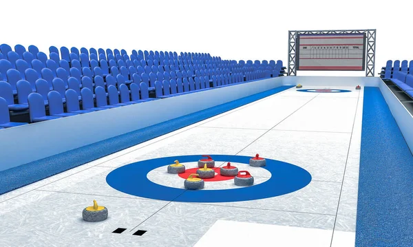 Curling Oynamak Için Buz Arenasının Boyutlu Canlandırması — Stok fotoğraf