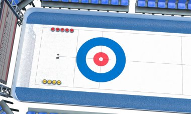 Curling oynamak için buz arenasının 3 boyutlu canlandırması