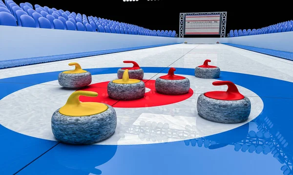 3D Render of Ice arena for playing curling