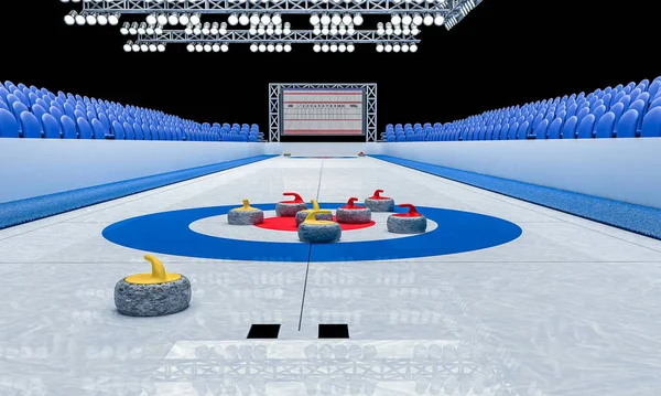 Render Arenie Lodowej Gry Curling — Zdjęcie stockowe