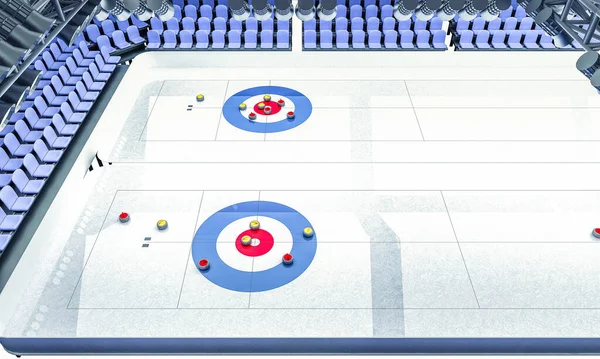 Render Arenie Lodowej Gry Curling — Zdjęcie stockowe