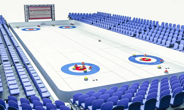 Render Ice Arénában Játszani Curling — Stock Fotó