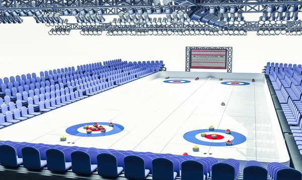 Render Ice Arénában Játszani Curling — Stock Fotó