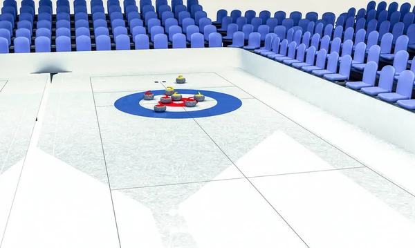 Render Ice Arena Playing Curling — Stock Photo, Image