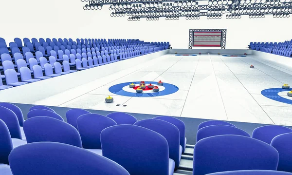 Render Arenie Lodowej Gry Curling — Zdjęcie stockowe