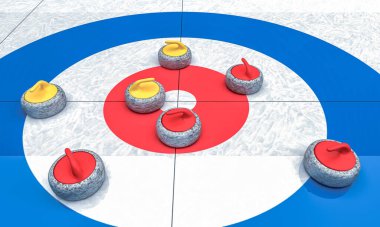 Curling oynamak için buz arenasının 3 boyutlu canlandırması