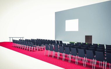 Konferans salonunun sandalyeli 3D görüntüsü