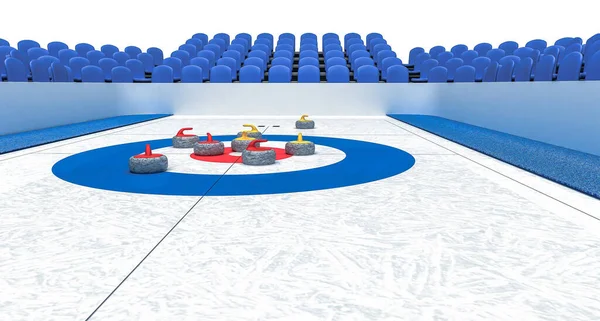 Render Ice Arena Playing Curling — Stock Photo, Image